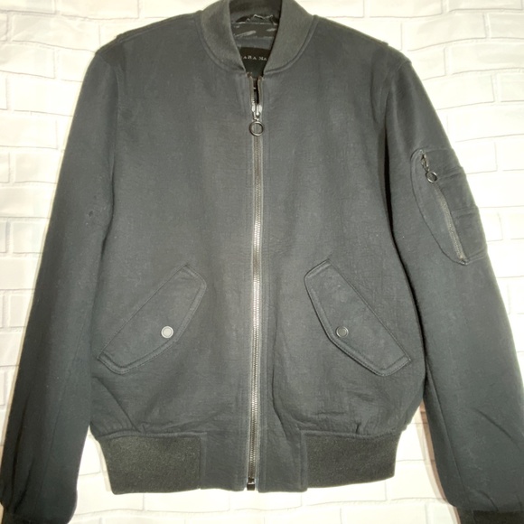 NEW!! Zara Man Bomber Jacket Black (Small) - Picture 1 of 5